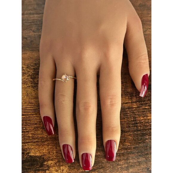 Round Stone Gold Color Ring - Picture 2 of 4